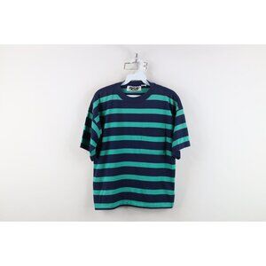 Vintage 90s Streetwear Womens Medium Striped Color Block Cropped Pocket T-Shirt